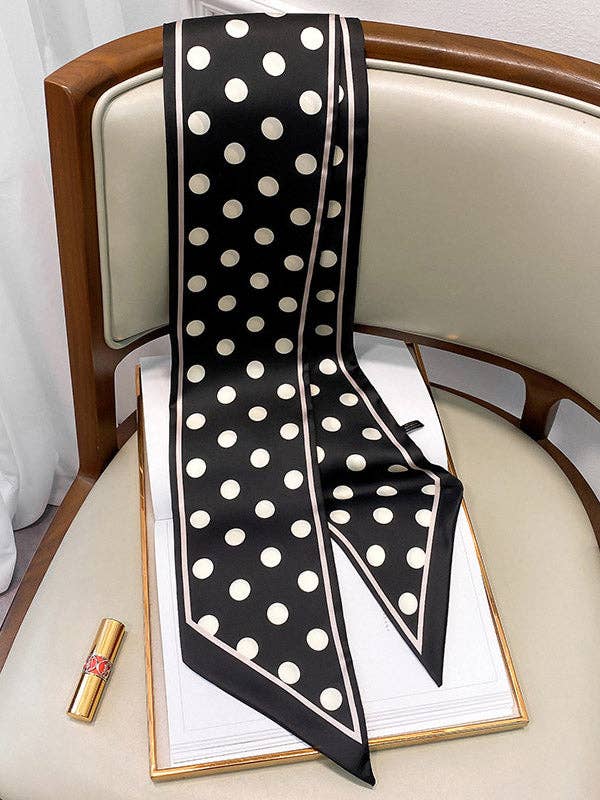 Sheer Trend - Vintage Polka-Dot Striped Printed Scarf
