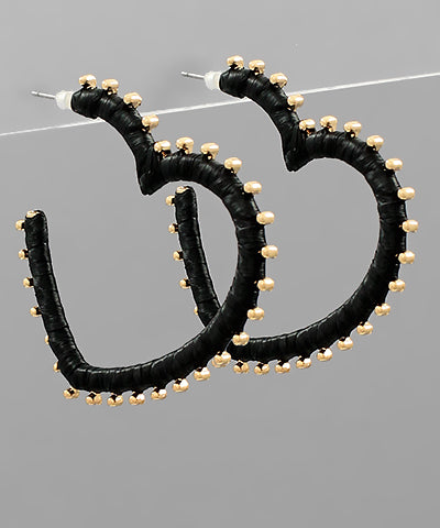 Rafia Heart Hoop Earrings