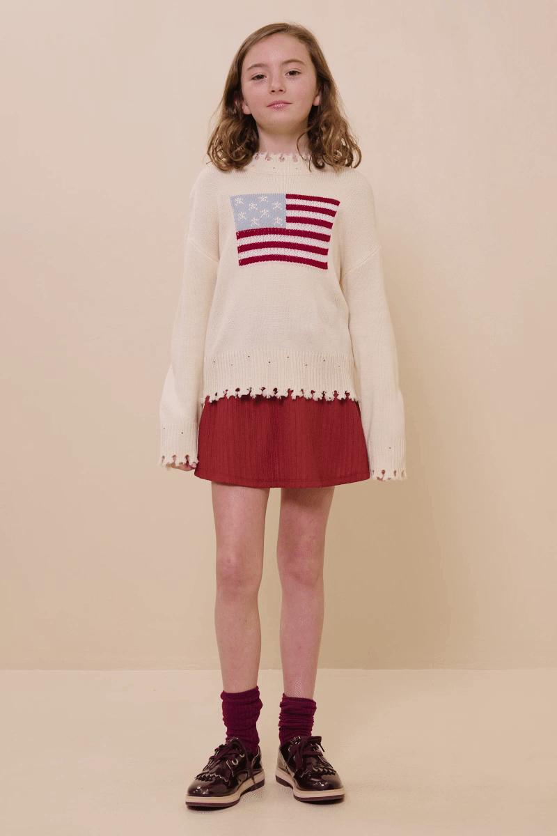 Girls Distressed Old Glory Graphic Sweater