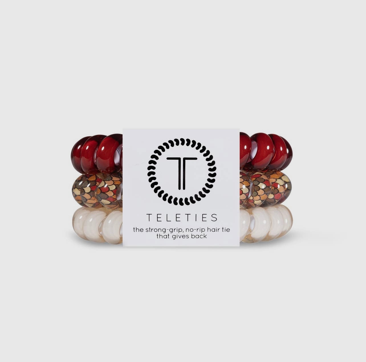 Terracotta teletie hair ties.