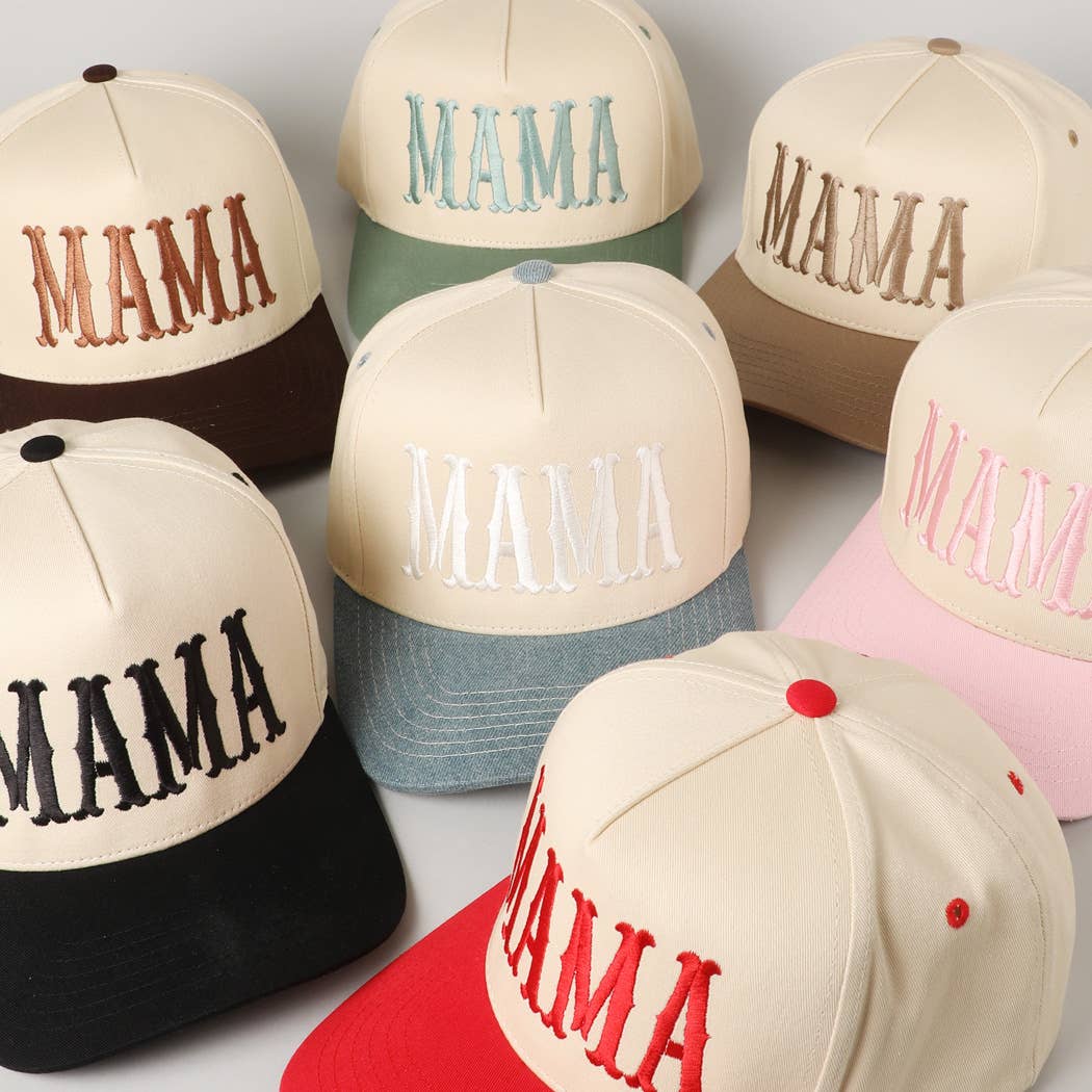 Fashion City - MAMA Typographic Design Embroidery Baseball Cap