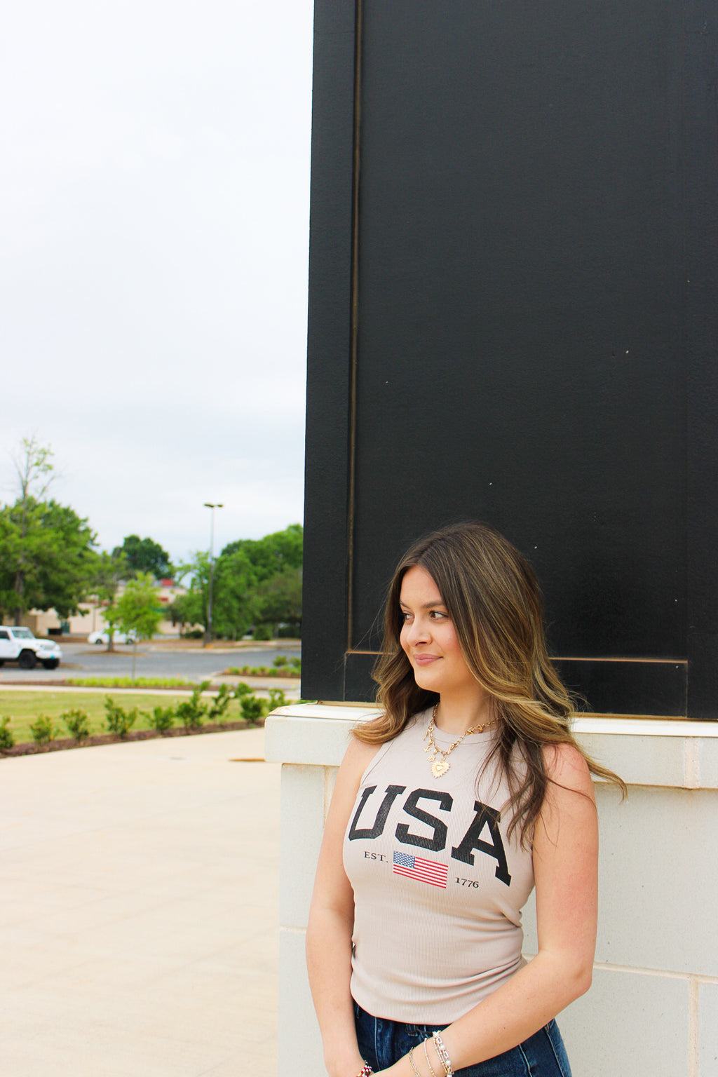 USA AMERICA GRAPHIC KNIT TANK TOP