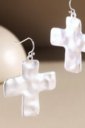 Hammered Cross Drop Earrings