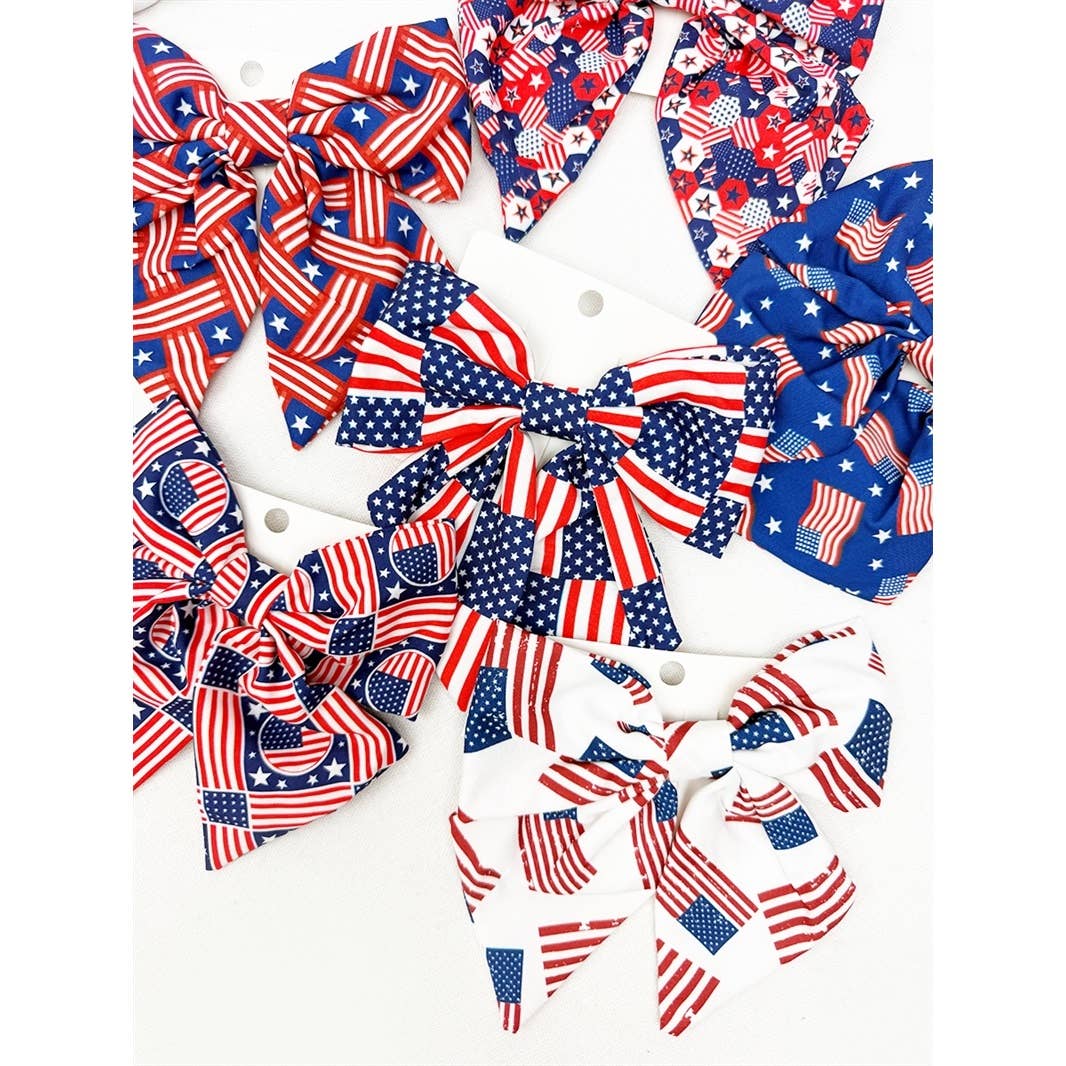 Love and Repeat - American Flag Bow Hair Clip Set