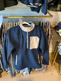 Burlebo microfleece quarterzip navy &tan