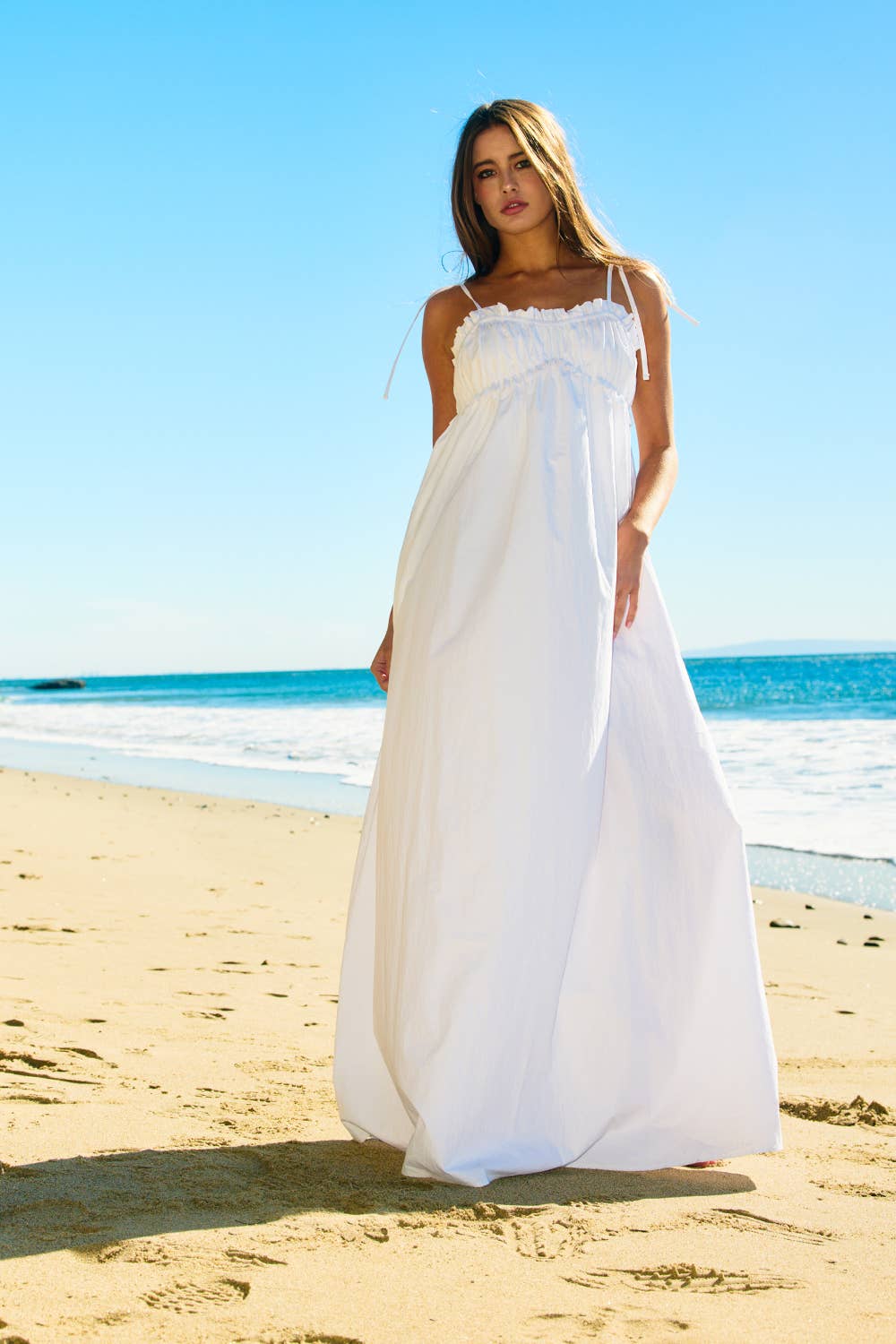 Smocked Bodice Cotton Maxi Dress
