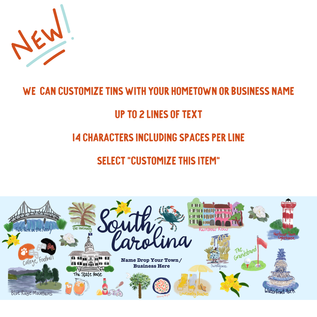 South Carolina Gift Tin | Gourmet Shortbread Cookies or Nuts