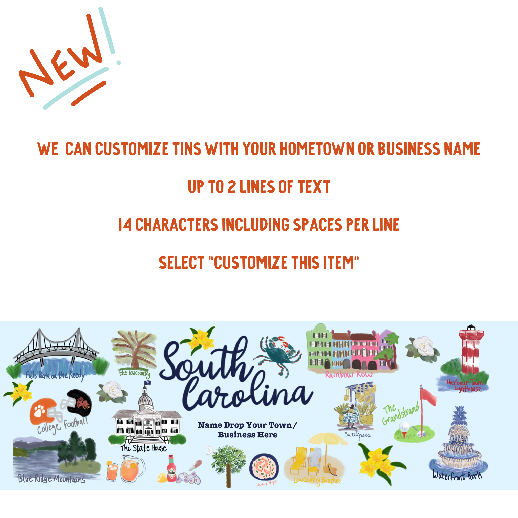 South Carolina Gift Tin | Gourmet Shortbread Cookies or Nuts