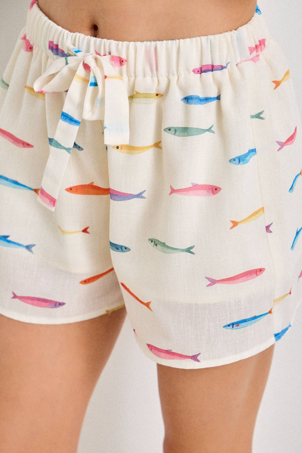 Baevely by Wellmade USA - FISH PRINT DRAWSTRING SHORTS