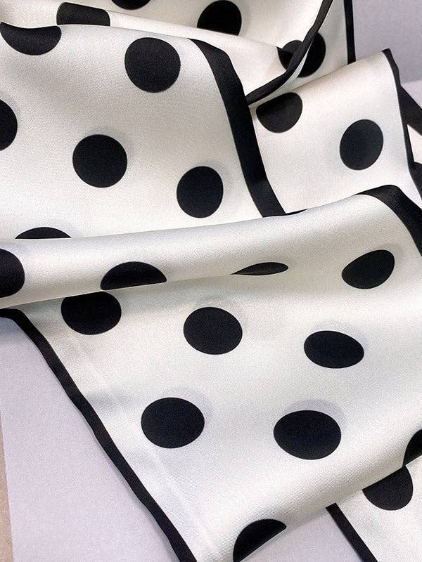 Sheer Trend - Vintage Polka-Dot Striped Printed Scarf