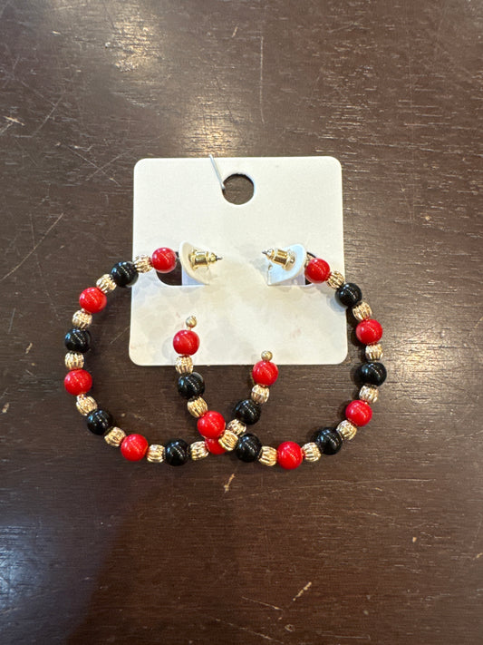 Gameday Beaded Open Hoop Earrings