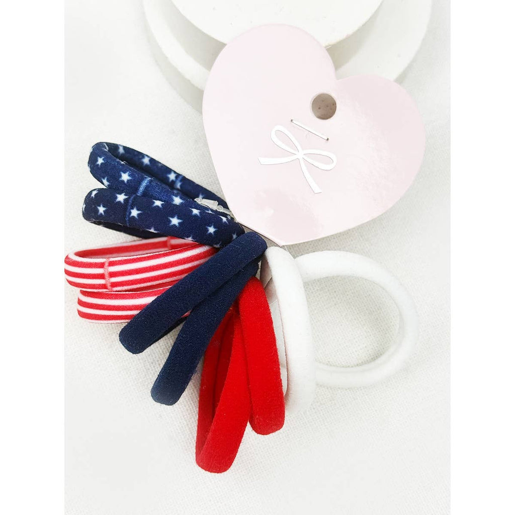 Love and Repeat - USA Theme and Solid Combined Neutral Tone Hair Tie Set
