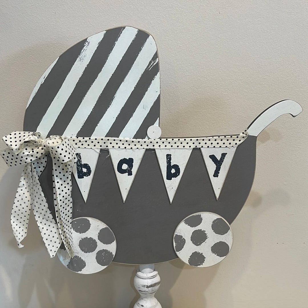 Baby Carriage topper for welcome sign.