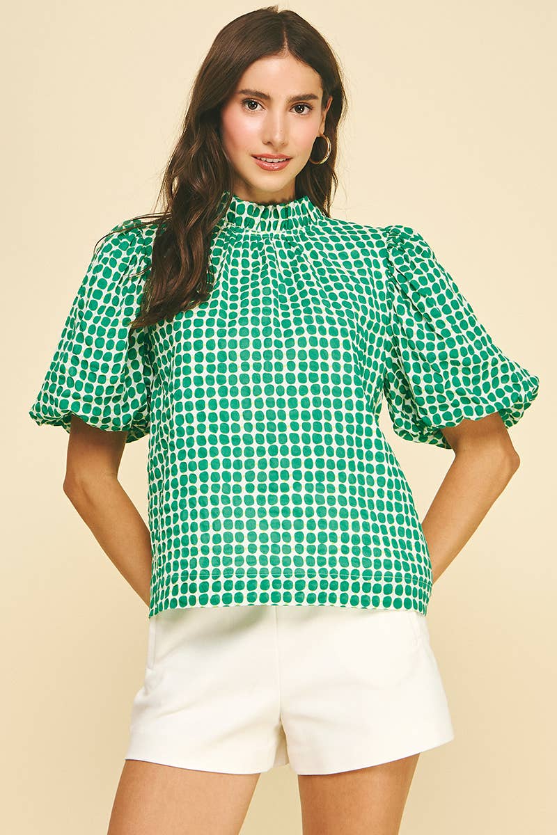 PINCH - POLKA DOT BLOUSE TOP WITH BUTTON DETAIL - 6570TA