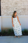 NAUTICAL EMPIRE WAIST SLEEVELESS MAXI DRESS
