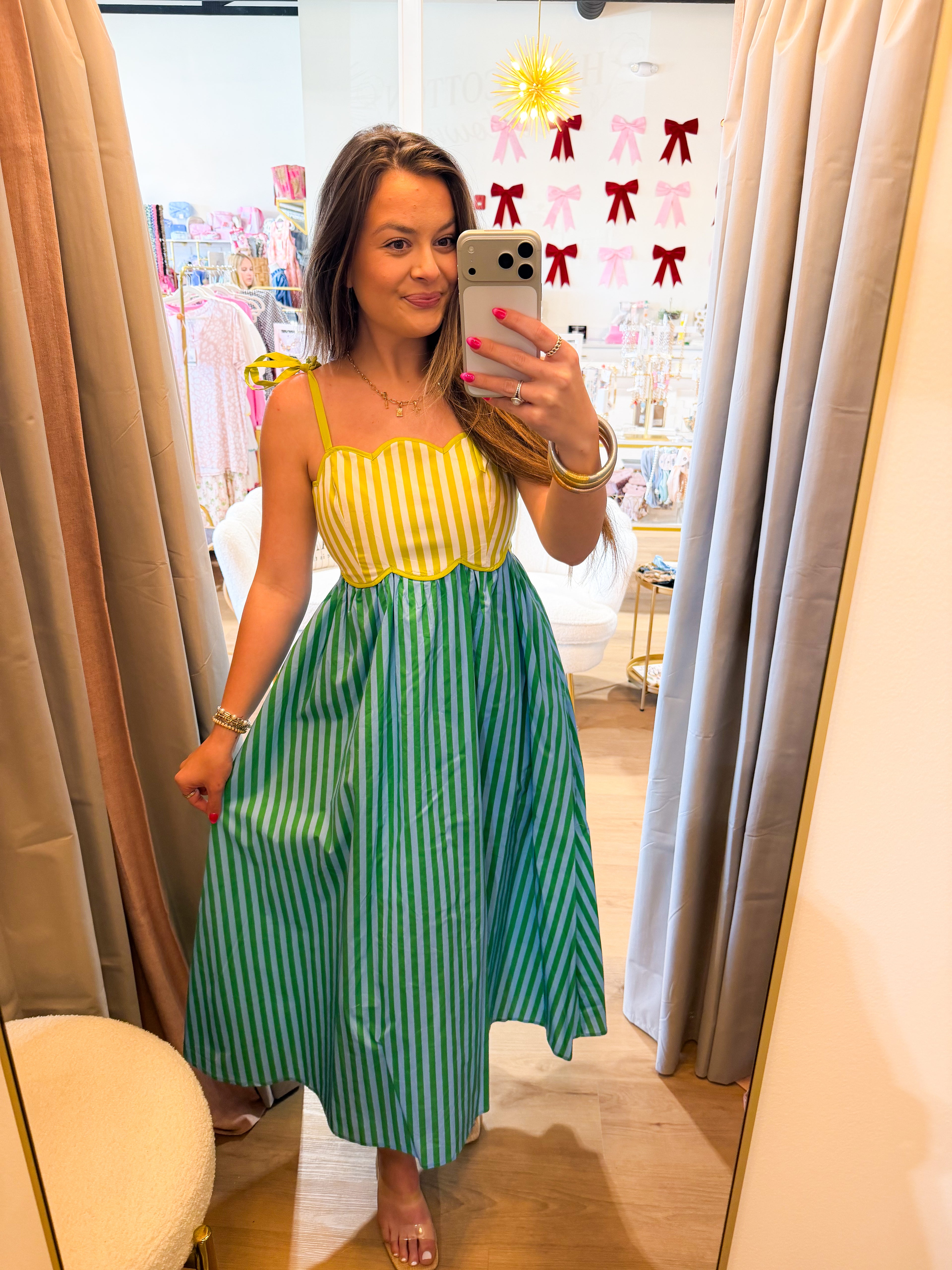 Scalloped Two Tone Midi Dress