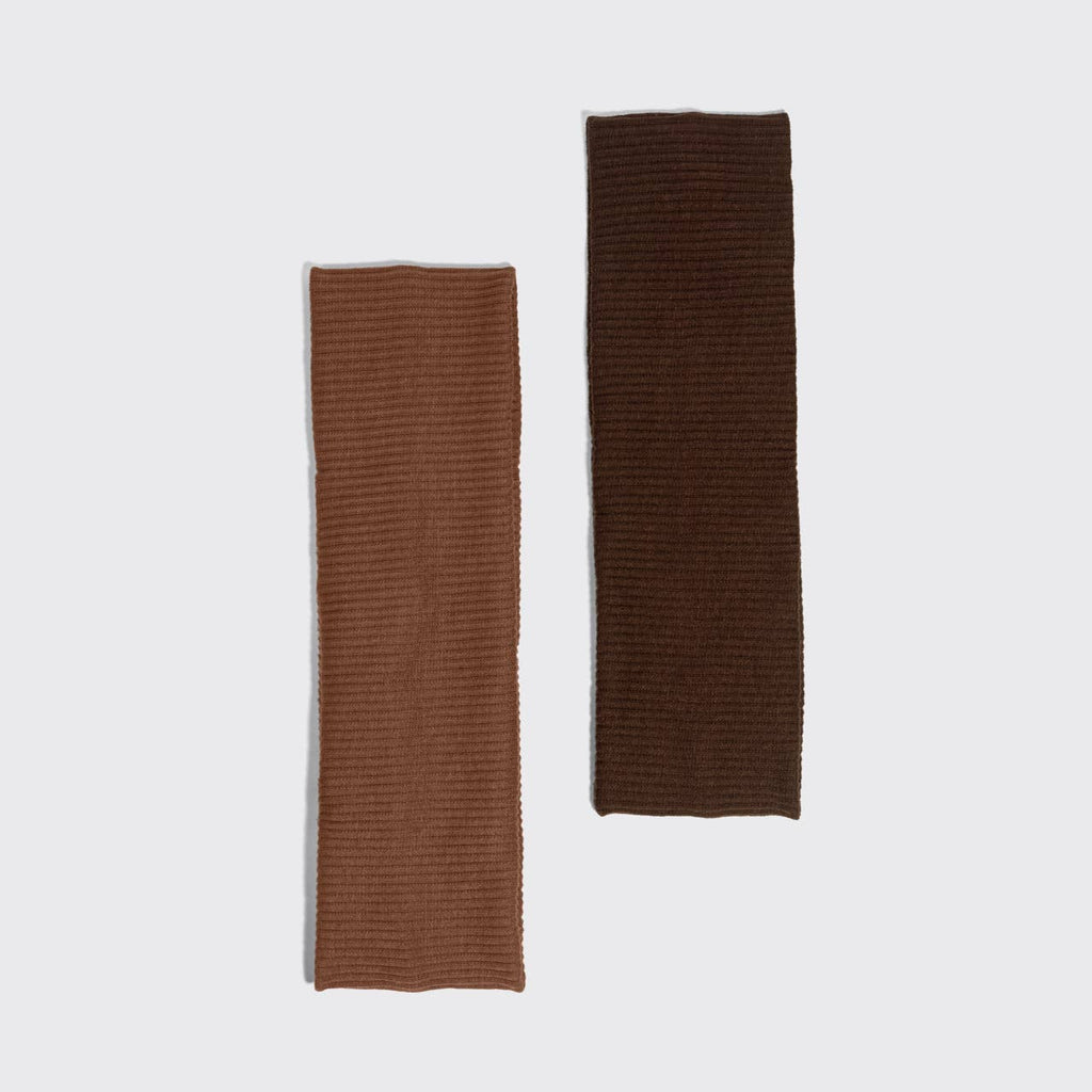 KITSCH - Recycled Fabric Ribbed Elastic Headbands 2pc Set - Mocha & Chocolate