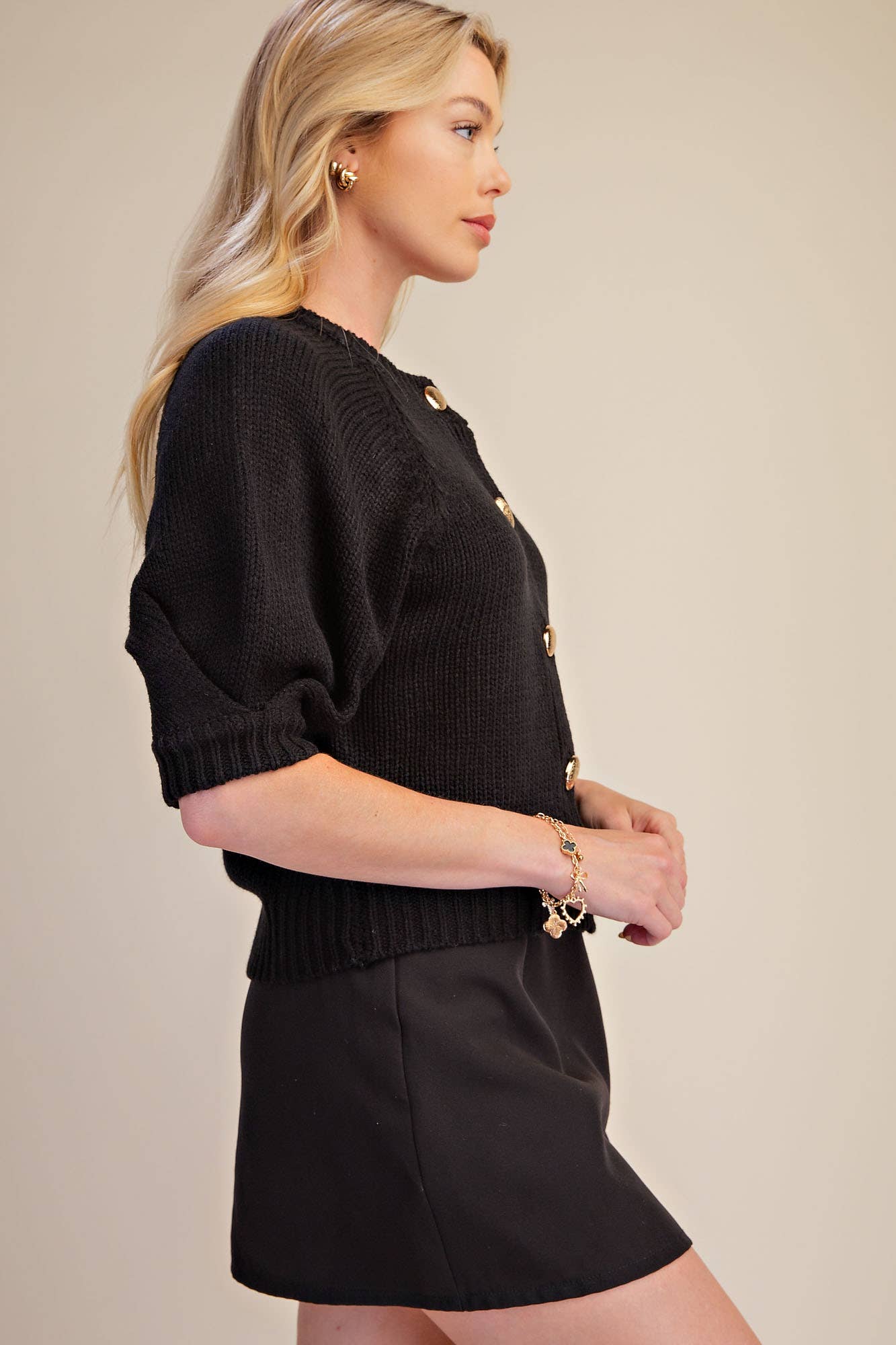 Glam - Puff Sleeve Sweater Cardigan