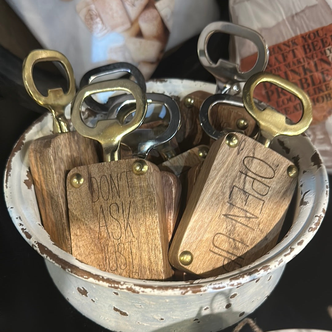 Assorted Wooden Bottle Openers.