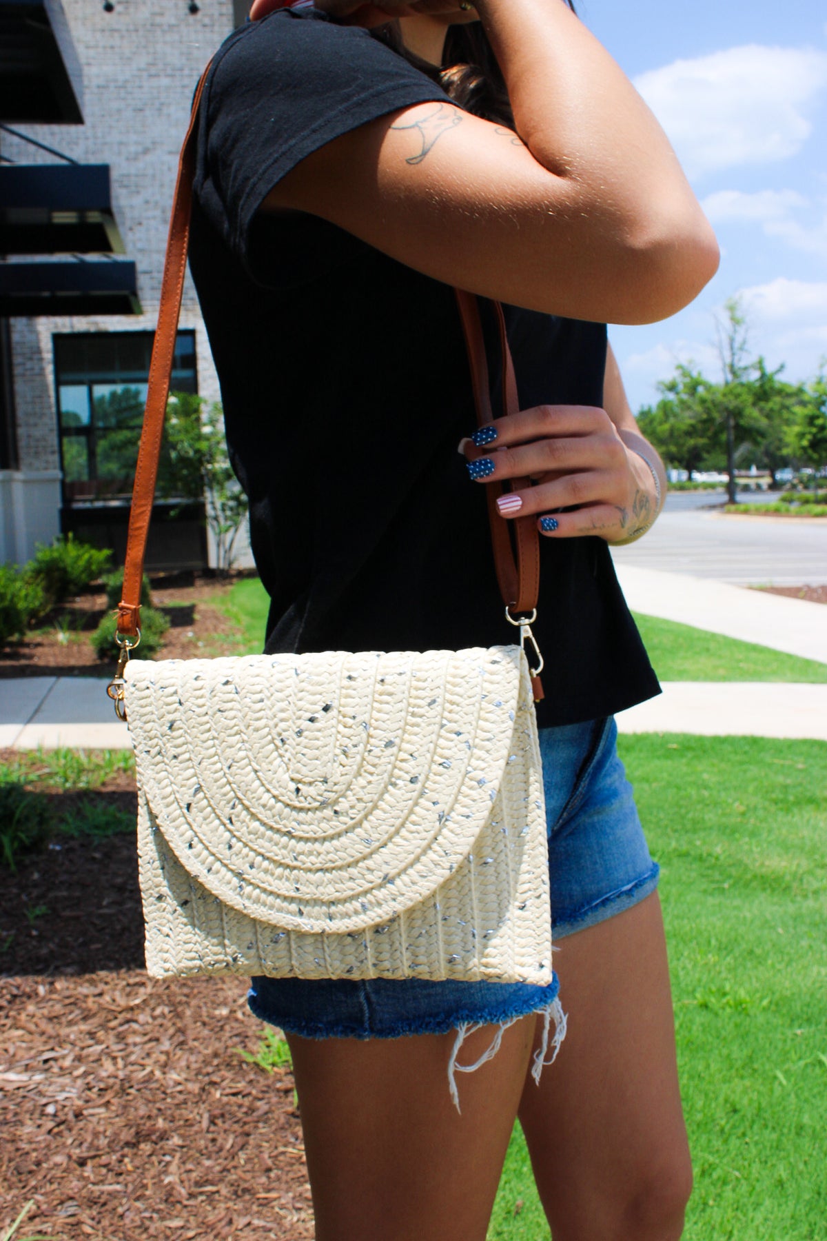 Half Moon Straw Beach Clutch