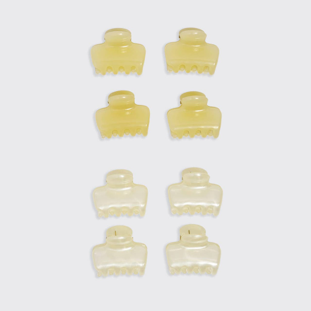 KITSCH - Mini Jelly Cloud Clips 8pc Set - Pearlized Cream & Butter Yellow