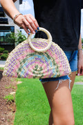 Multi Color Straw Beach Clutch