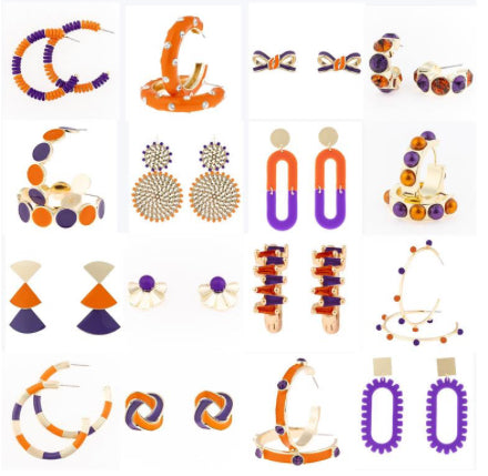 Purple and Orange GameDay Earrings