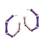 Purple Color Bamboo Metal Earrings.