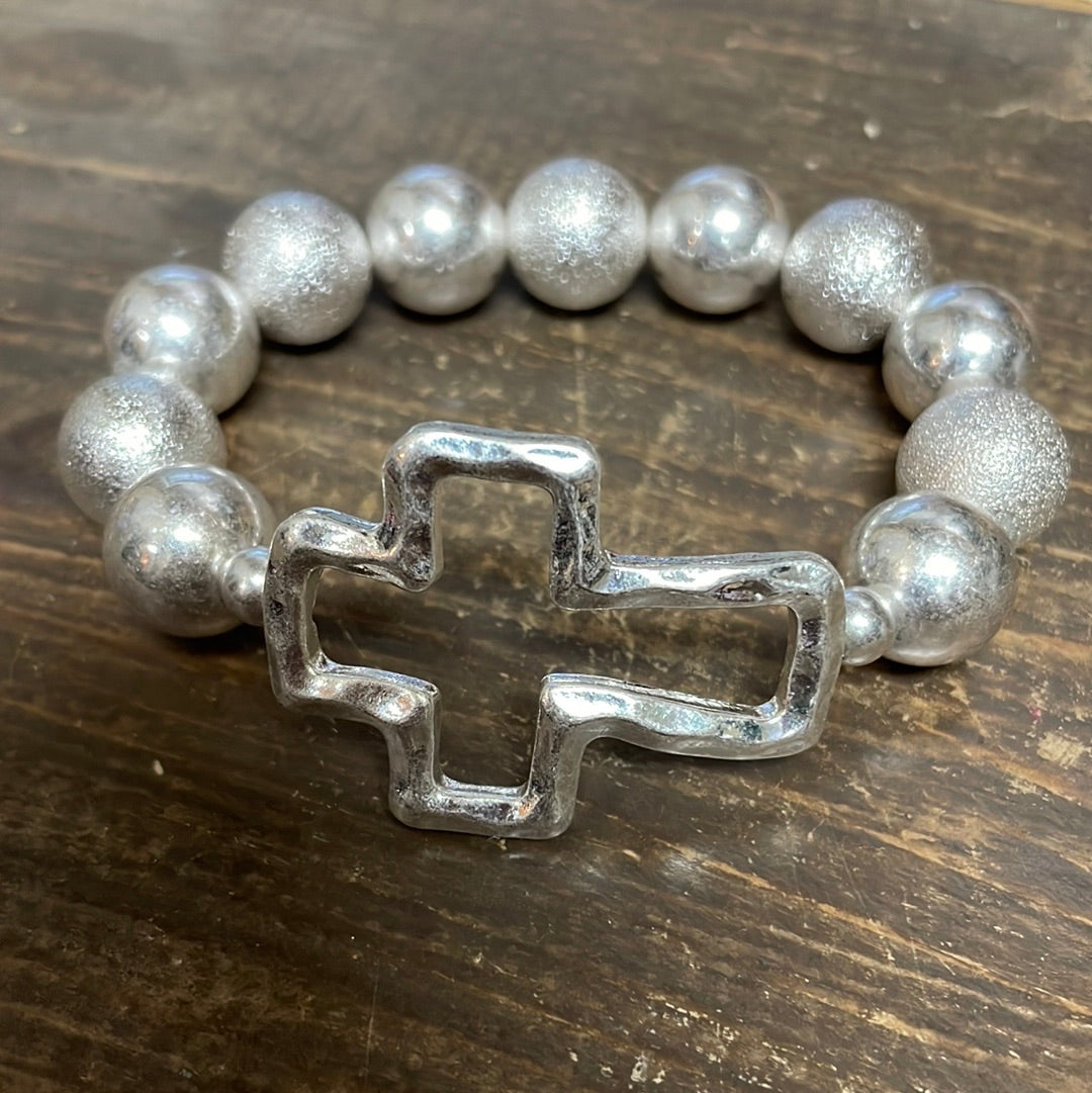 Large Beaded Cross Bracelet