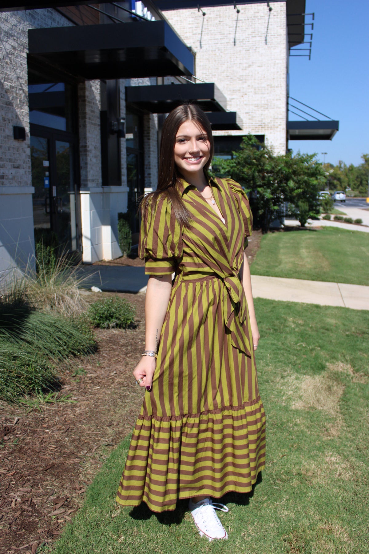 Striped Collared Midi Dress