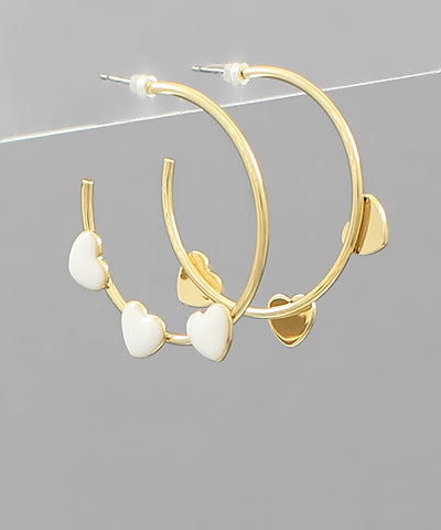Three Heart Hoop Earrings