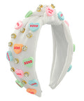 Conversation Heart and Crystal Headband