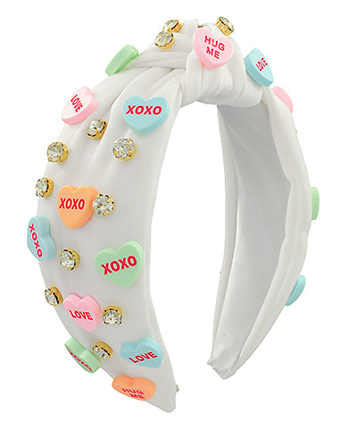 Conversation Heart and Crystal Headband