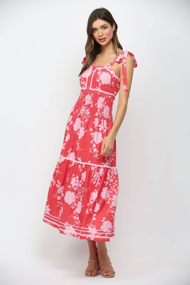 FATE - SELF TIE SHOULDER STRAP MAXI DRESS WITH RIC-RAC TRIM FD35828