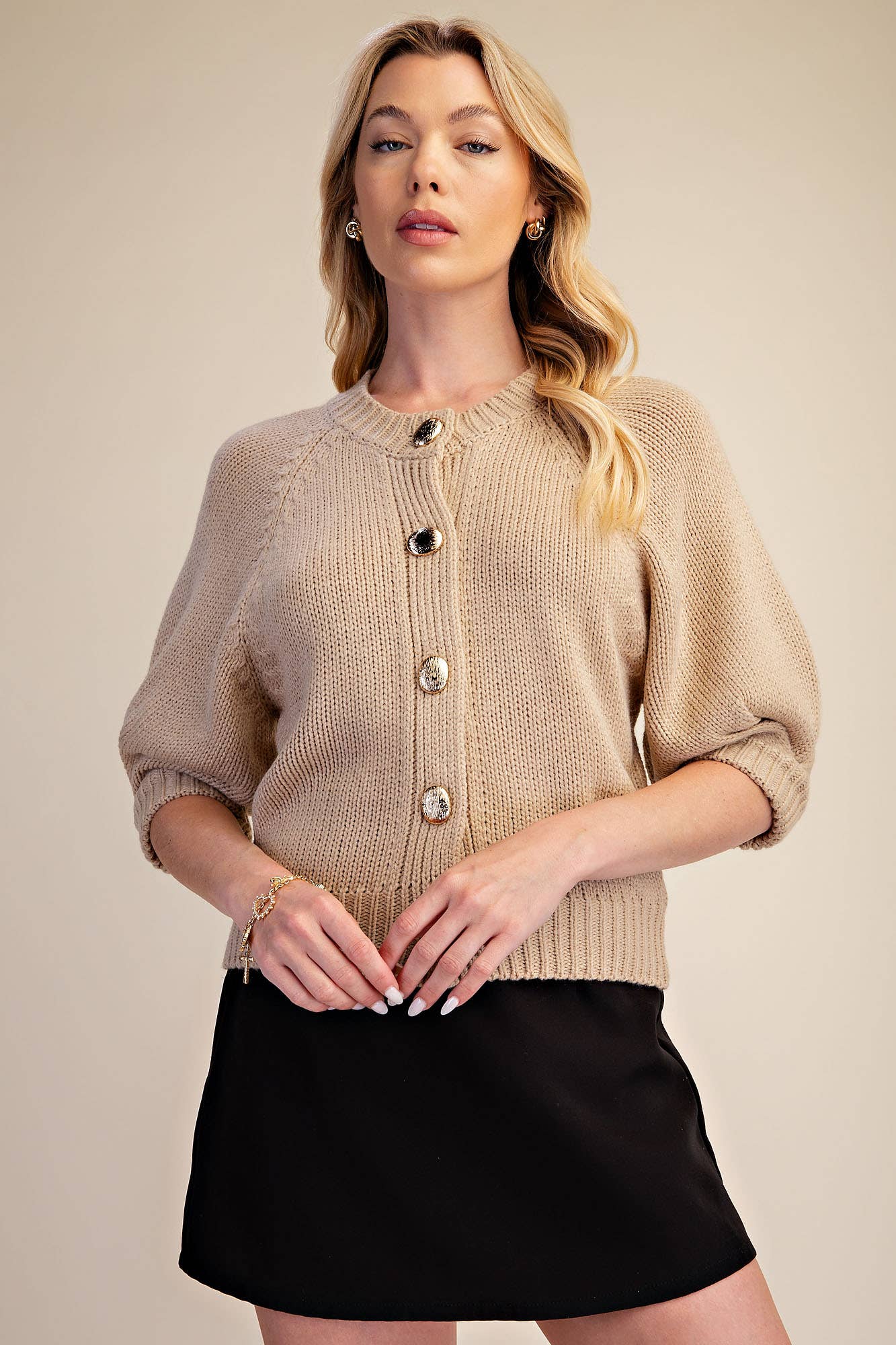 Glam - Puff Sleeve Sweater Cardigan