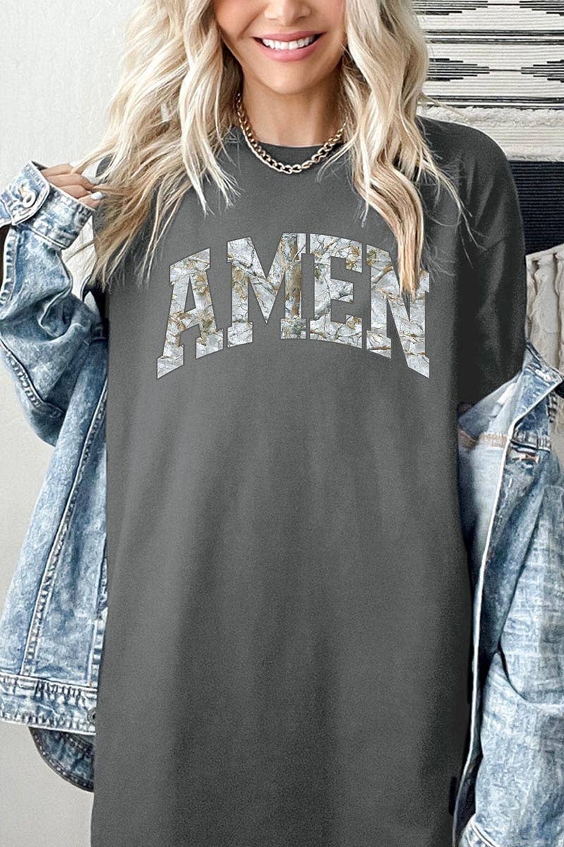 COLORBEAR - Amen Camo Wood Graphic Heavy Cotton Tee