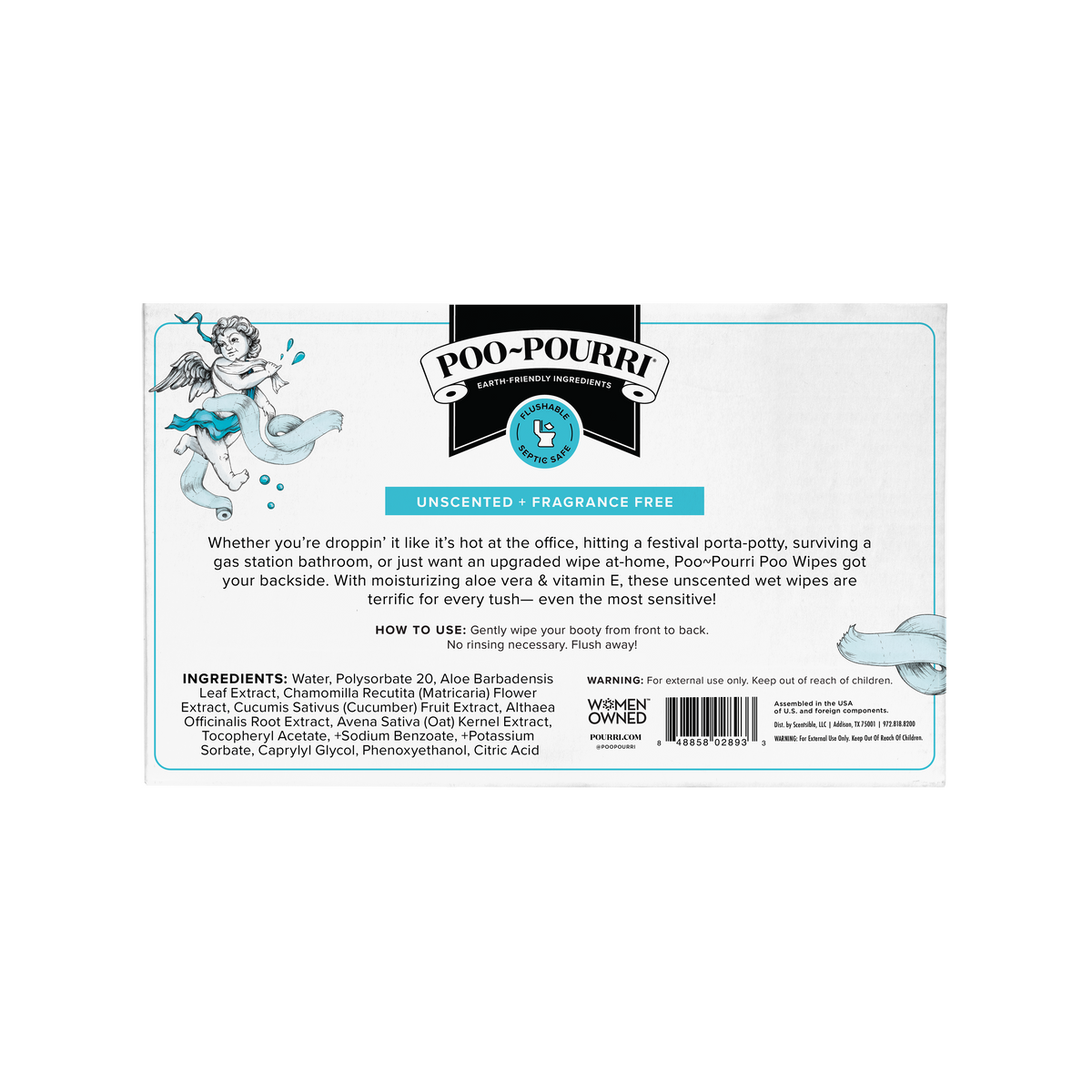 ~Pourri - Unscented Poo~Pourri Flushable Wipes 50ct, Single Packs