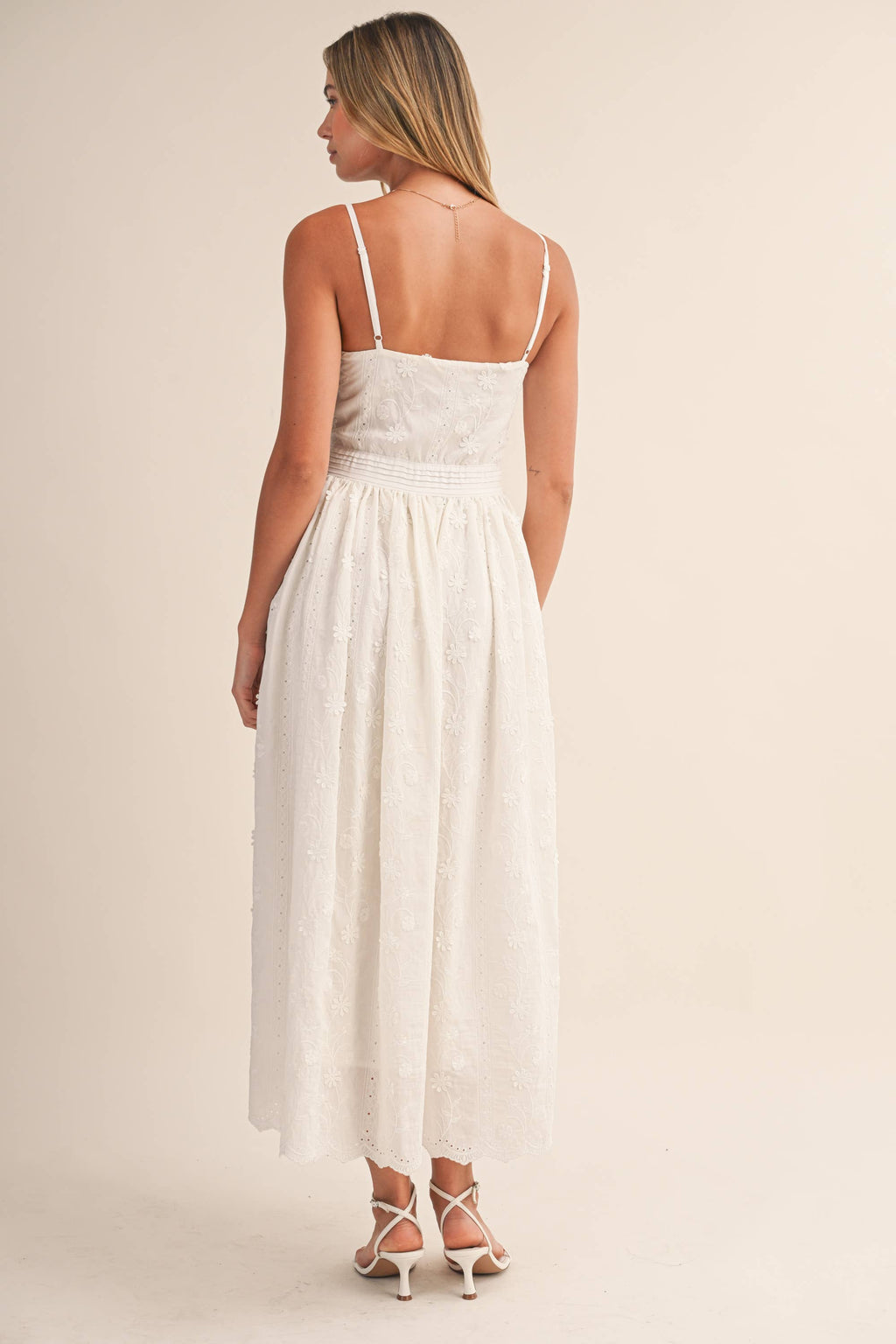 Klesis - ID9523 3D FLORAL DETAILED LACE MIDI DRESS
