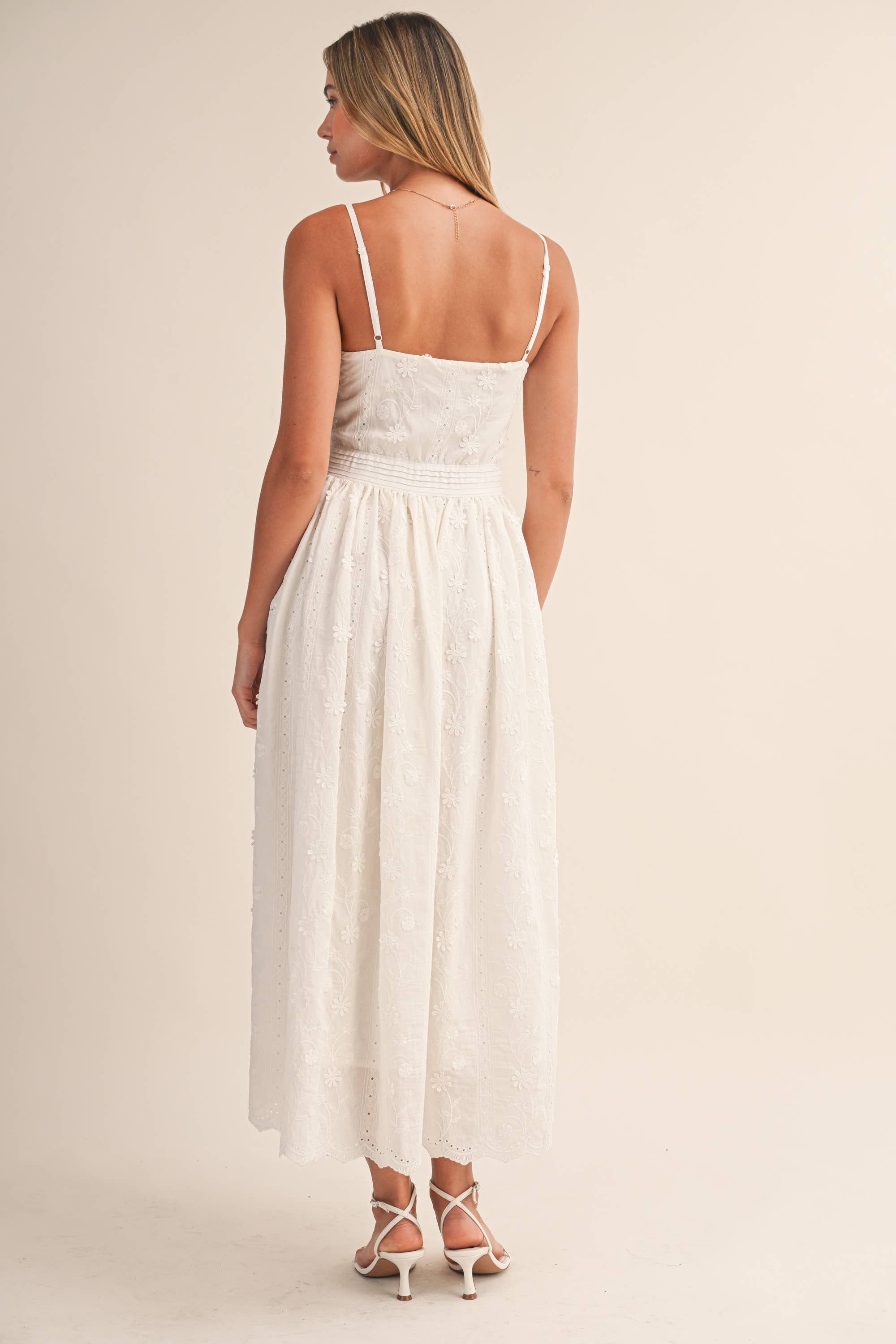 Klesis - ID9523 3D FLORAL DETAILED LACE MIDI DRESS