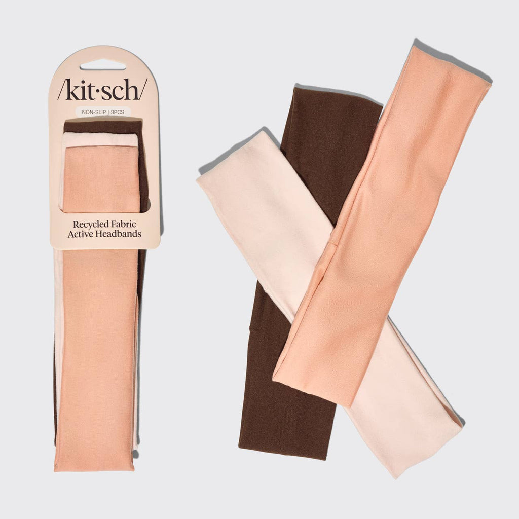 KITSCH - Recycled Fabric Active Headbands 3pc Set- Rosewood