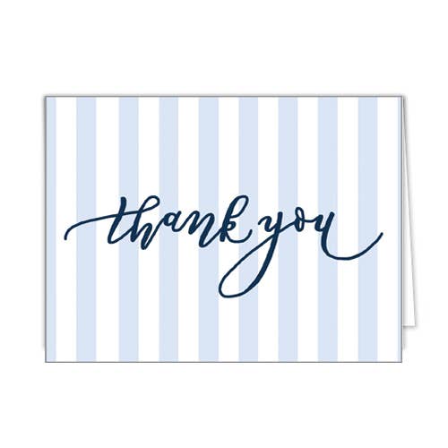 Folded Notecard Set of 10 | Blue Cabana Stripes
