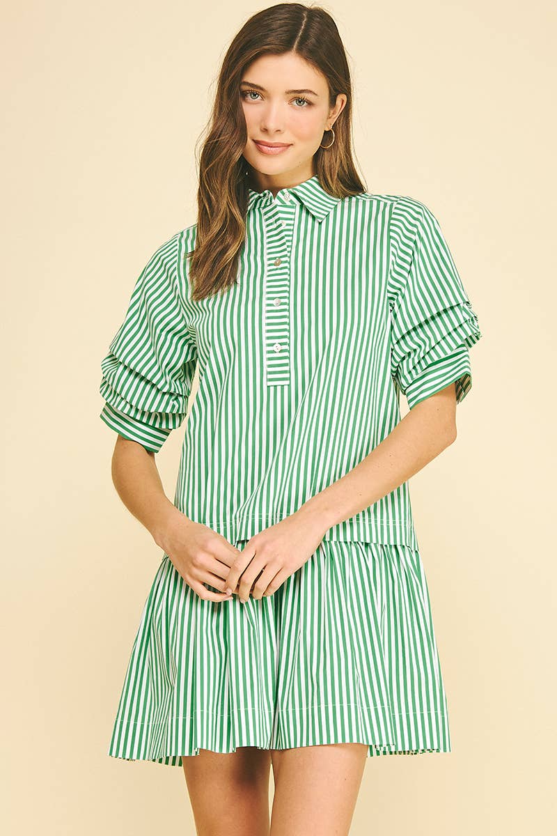 STRIPE BUTTON DOWN MINI DRESS