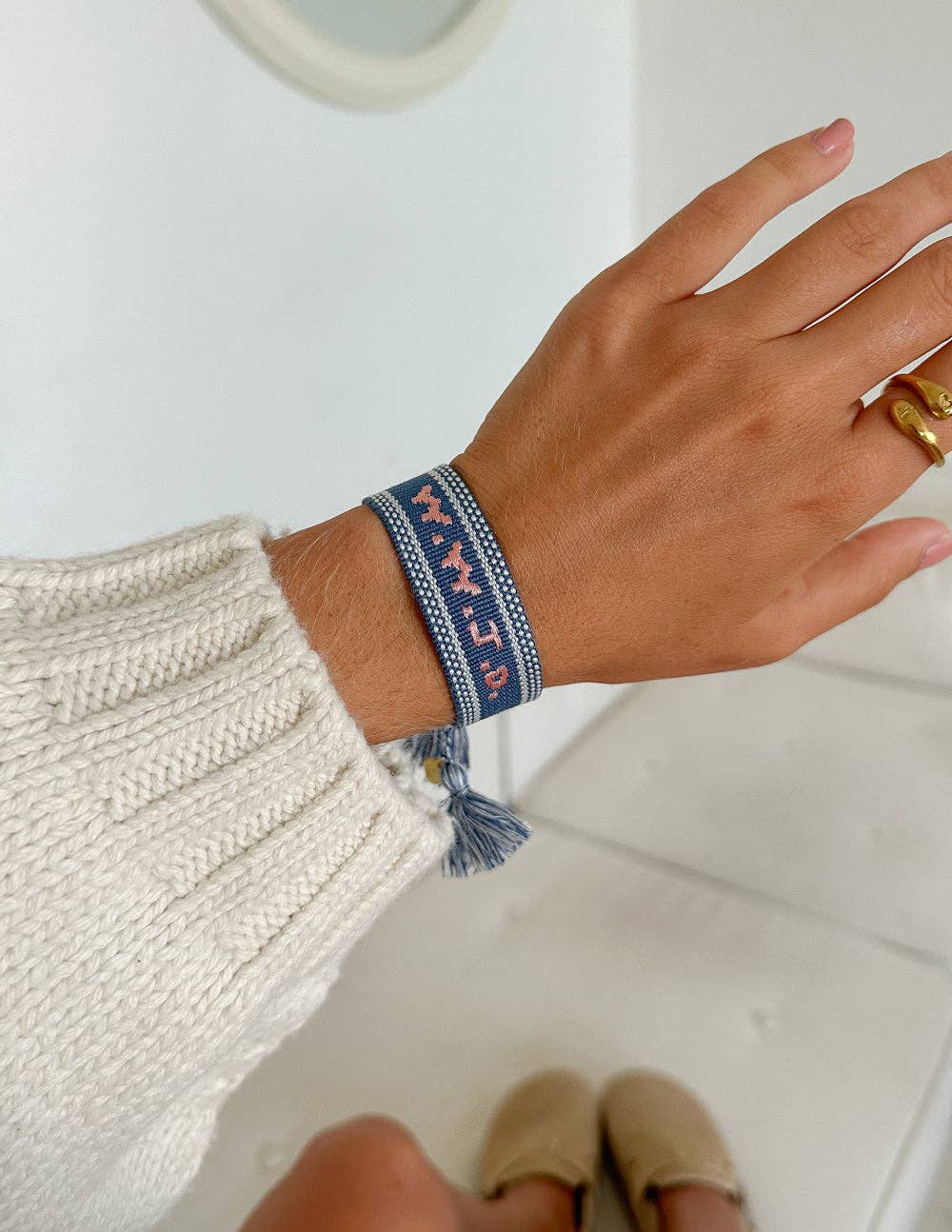 Elevated Faith - Blue WWJD Embroidered Bracelet