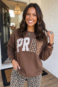 LA Society - LAS Western PRAY Plaid Letter Patchwork Sweatshirt (S-4X)