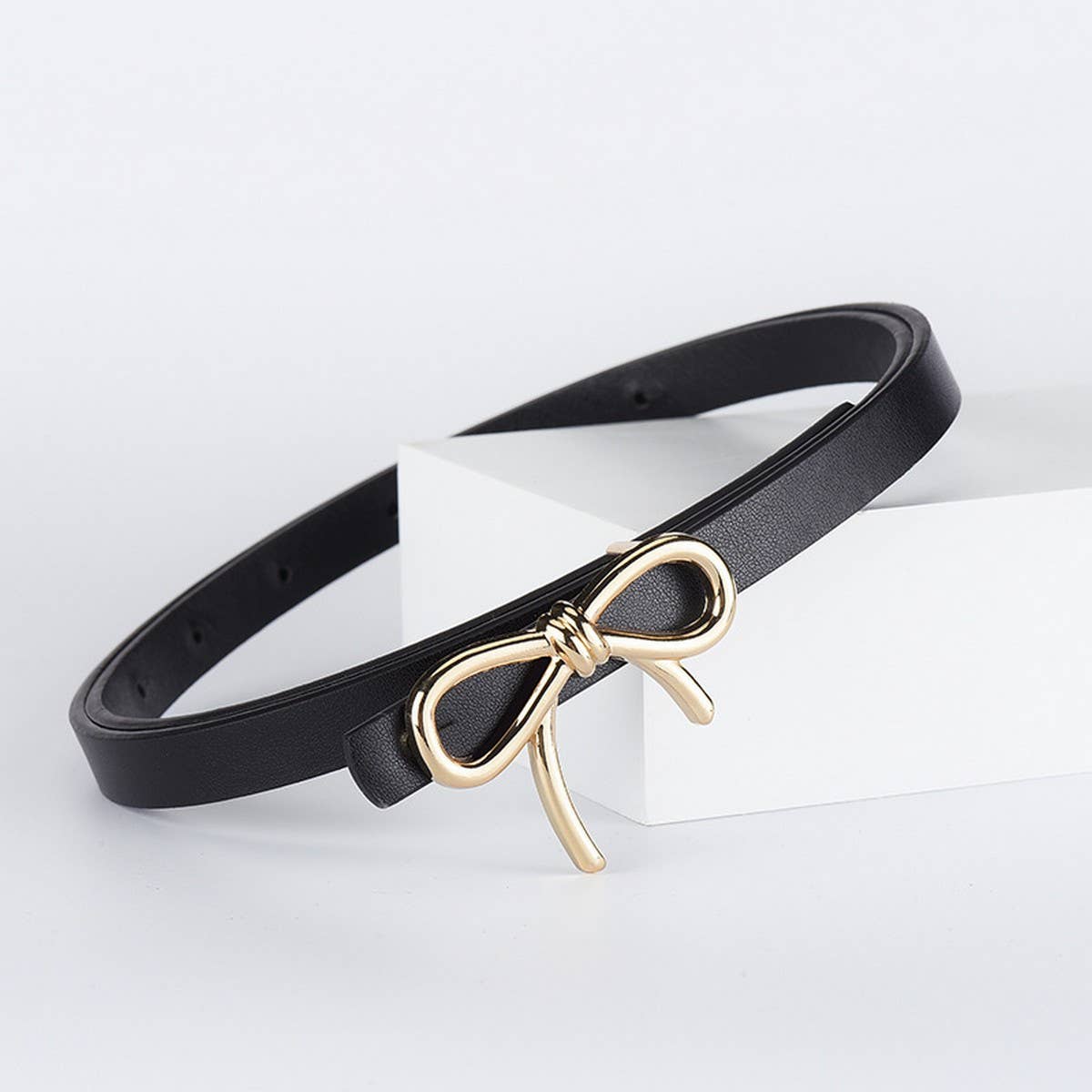 Bow Leather Skinny Belt