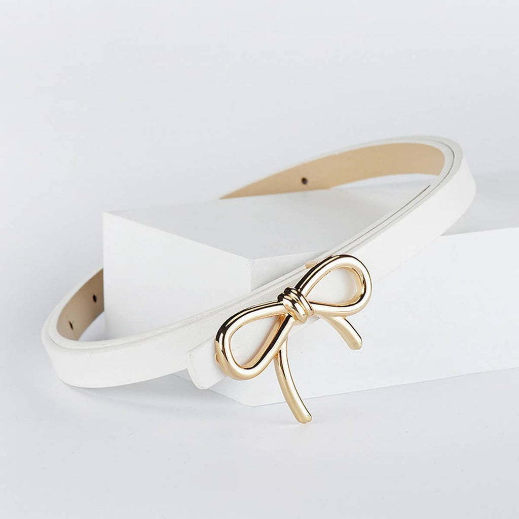 Bow Leather Skinny Belt