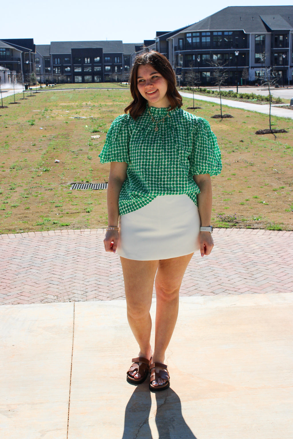 POLKA DOT BLOUSE TOP WITH BUTTON DETAIL