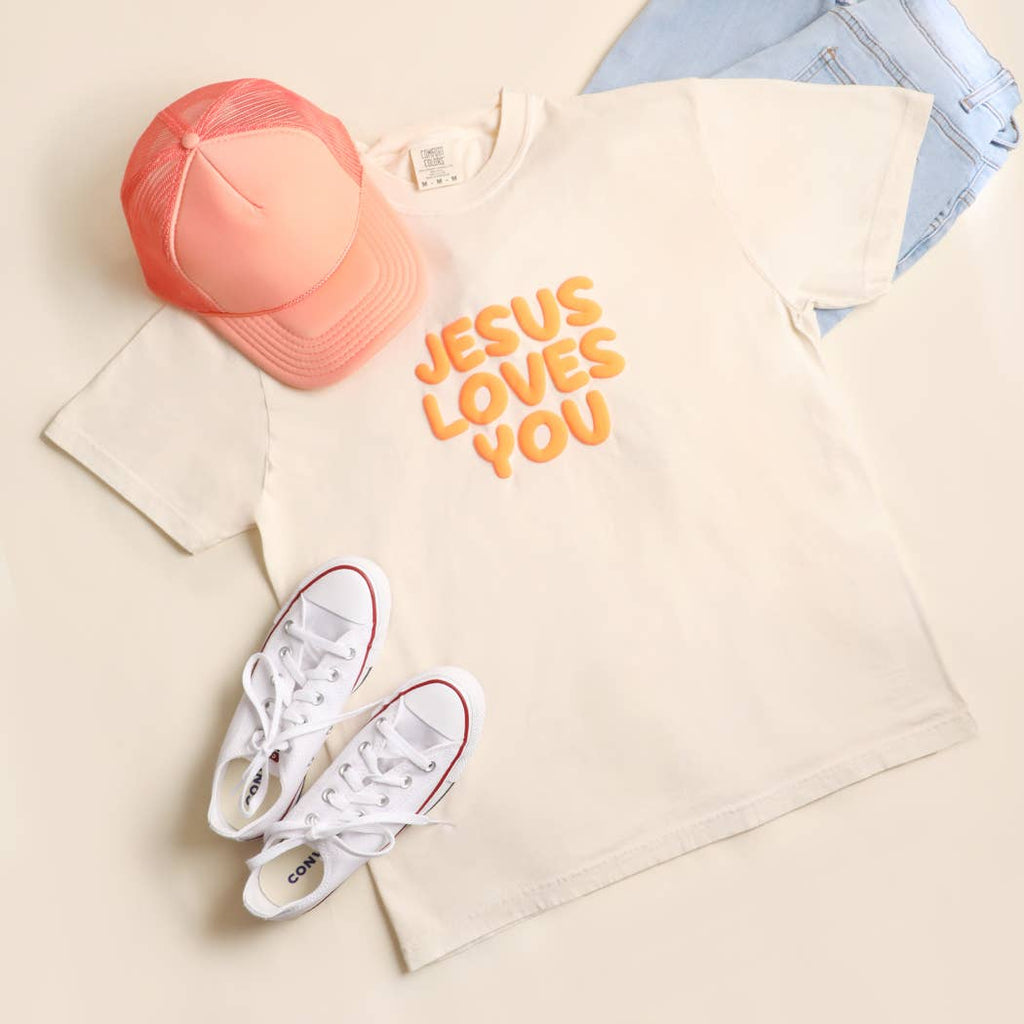 Fashion City - JESUS LOVES YOU PUFF Garment-Dyed Heavy T-Shirt