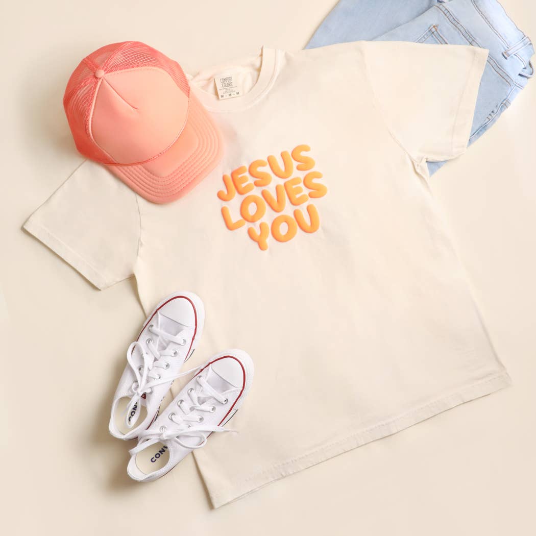 Fashion City - JESUS LOVES YOU PUFF Garment-Dyed Heavy T-Shirt