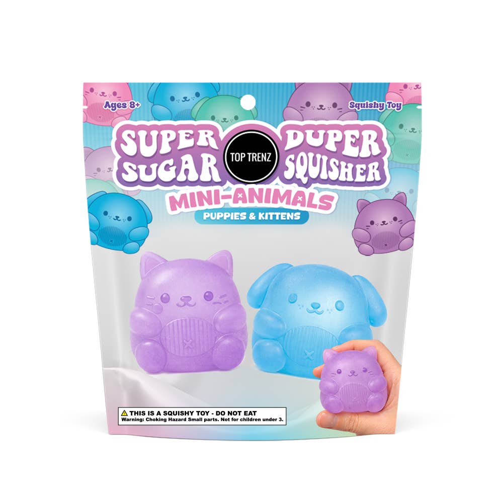 Top Trenz Inc - Super Duper Sugar Squisher - Mini Kitty &Puppy (Two Pack)